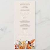 Elegante herfst bladeren herfst bruiloft programmakaart (Achterkant)
