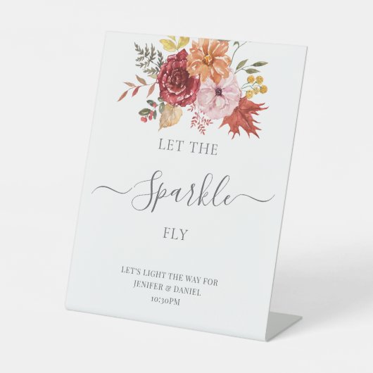 Elegante herfst bladeren herfst bruiloft reclamebord met voetstuk (Voorkant)