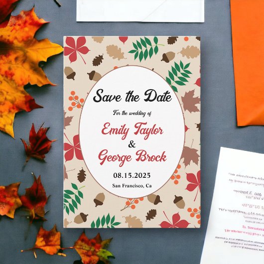 Elegante herfst bladeren herfst moderne bloemige b save the date