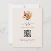 Elegante herfst bladeren herfst QR code bruiloft RSVP Kaartje (Voorkant)