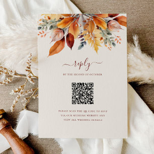 Elegante herfst bladeren herfst QR code bruiloft RSVP Kaartje