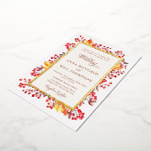 Elegante herfst bladeren rode bessen Lijst bruilof Folie Uitnodiging (Gedraaid)