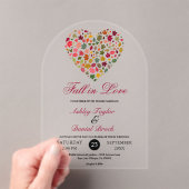 Elegante herfst bladeren romantisch hart bloemenbr acryl uitnodigingen (Insitu (Draagbaar))