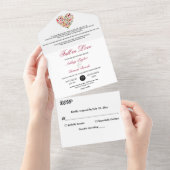 Elegante herfst bladeren romantisch hart bloemenbr all in one uitnodiging (Afscheurbaar)