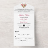 Elegante herfst bladeren romantisch hart bloemenbr all in one uitnodiging (Binnen)