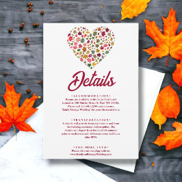 Elegante herfst bladeren romantisch hart bloemenbr informatiekaartje