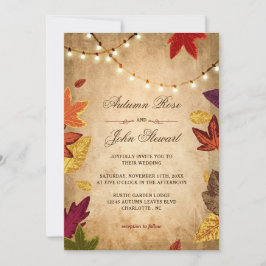 Elegante herfst bladeren rustieke herfst bruiloft kaart