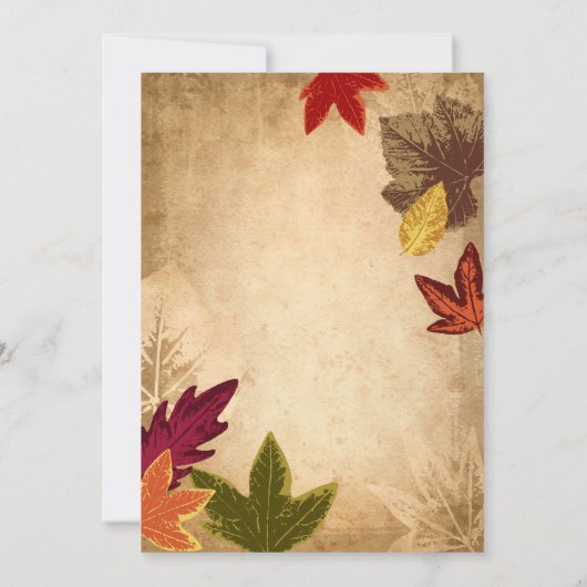 Elegante herfst bladeren rustieke herfst bruiloft kaart (Achterkant)