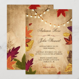 Elegante herfst bladeren rustieke herfst bruiloft kaart