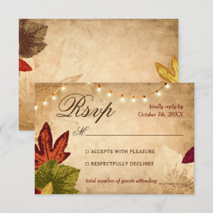 Elegante herfst bladeren rustieke herfst bruiloft RSVP kaartje