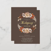 Elegante herfst bladeren Thanksgiving diner goud Folie Uitnodiging Briefkaart (Voorkant / Achterkant)