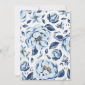 elegante herfst blauw en bloemige bruiloft kaart (Achterkant)