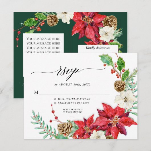 Elegante herfst bloem boeket burgundy blozende blo feestdagenkaart (Voorkant / Achterkant)