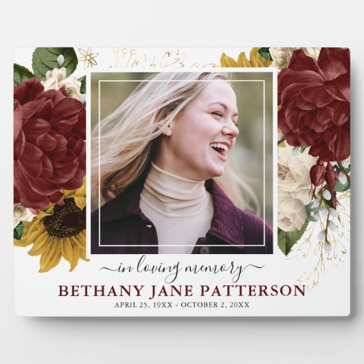Elegante herfst bloem 'In liefdevolle herinnering' Fotoplaat (Voorkant)