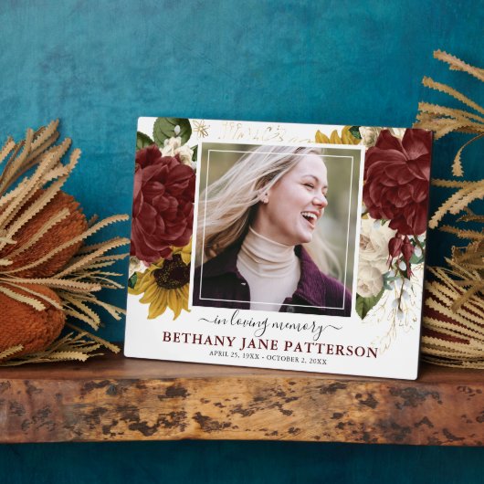 Elegante herfst bloem 'In liefdevolle herinnering' Fotoplaat (Zijkant)