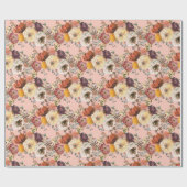 Elegante herfst bloem rust crème burgundy cadeaupapier (Vlak)