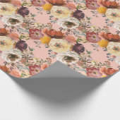Elegante herfst bloem rust crème burgundy cadeaupapier (Hoek)