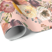 Elegante herfst bloem rust crème burgundy cadeaupapier (Rol Hoek)