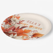 Elegante herfst bloemblaadjes baby shower papieren bordje (Gekanteld)