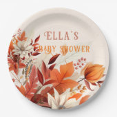 Elegante herfst bloemblaadjes baby shower papieren bordje (Voorkant)