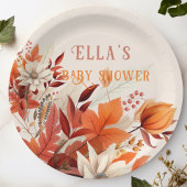Elegante herfst bloemblaadjes baby shower papieren bordje