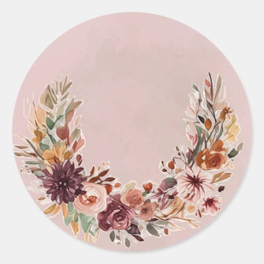 Elegante Herfst Bloemboog Sticker (Voorkant)