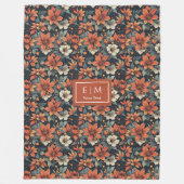 Elegante herfst bloemdeken in roestige tinten past fleece deken (Voorkant)
