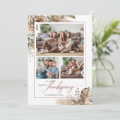 Elegante Herfst Bloemen 3 Foto Thanksgiving Feestdagenkaart (Staand voorkant)