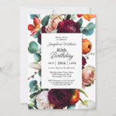 Elegante Herfst Bloemen 80ste Verjaardagsfeest Kaart (Voorkant)