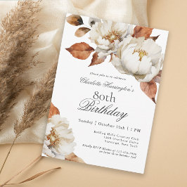 Elegante Herfst Bloemen 80ste Verjaardagsfeest Kaart