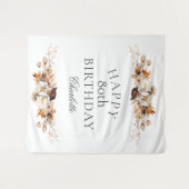 Elegante Herfst Bloemen 80ste Verjaardagsfeest Wandkleed (Voorkant (horizontaal))