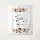 Elegante Herfst Bloemen 80ste Verjaardagsfeest Wandkleed (Voorkant)