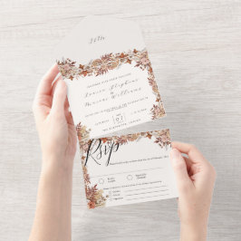 Elegante herfst bloemen alles in één bruiloft uitn all in one uitnodiging