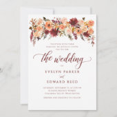 Elegante Herfst Bloemen Boheemse bruiloft uitnodig Kaart (Voorkant)