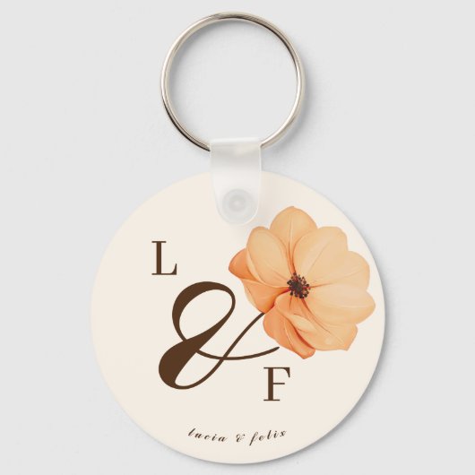 Elegante Herfst bloemen bruiloft dank u Sleutelhanger (Voorkant)