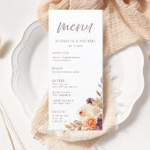 Elegante Herfst Bloemen Bruiloft Menu Kaart