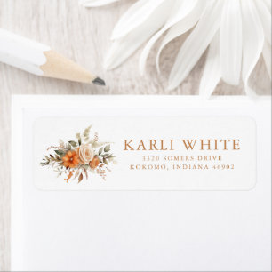 Elegante herfst Bloemen bruiloft retour adres Etiket