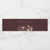 Elegante Herfst Bloemen Bruin bruiloft Waterfles Etiket (Enkel label)
