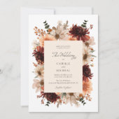 Elegante Herfst Bloemen Foto Huwelijksuitnodiging Kaart (Voorkant)