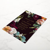 Elegante herfst Bloemen Goud Monogram Huwelijk Folie Uitnodiging (Gedraaid)