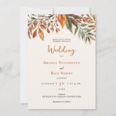 Elegante Herfst Bloemen Hand Lettering Wedding Kaart (Voorkant)