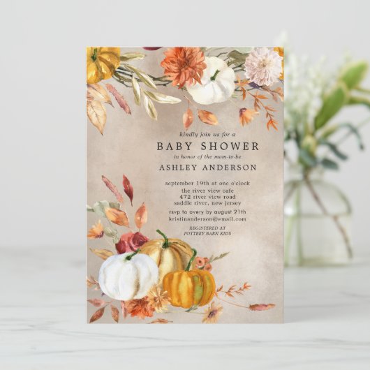 Elegante Herfst Bloemen Herfst Baby shower Kaart (Staand voorkant)