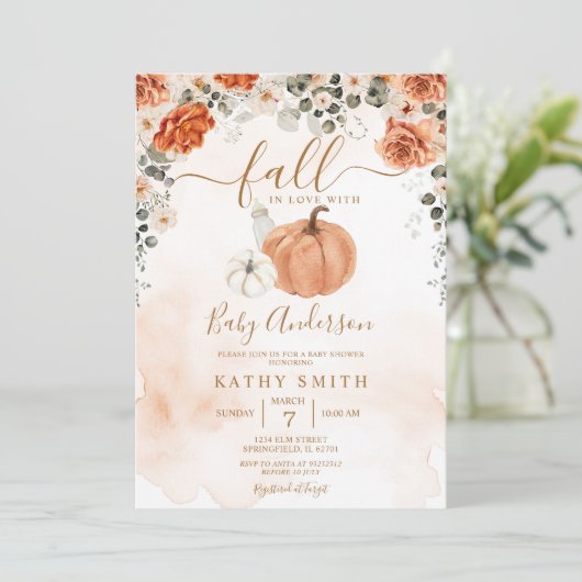 Elegante Herfst Bloemen Herfst In Liefde Baby show Kaart (Staand voorkant)