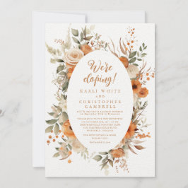 Elegante Herfst Bloemen Lijst Elopement Receptie Kaart