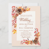 Elegante Herfst Bloemen Lijst Romantisch Boho Brui Kaart (Voorkant)