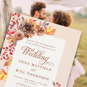 Elegante Herfst Bloemen Lijst Romantisch Boho Brui Kaart