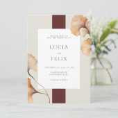 Elegante herfst bloemen minimalistische bruiloft kaart (Staand voorkant)