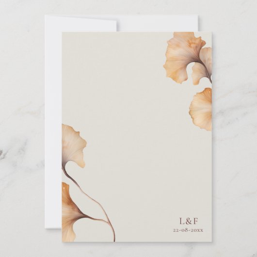 Elegante herfst bloemen minimalistische bruiloft kaart (Achterkant)