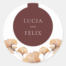 Elegante herfst bloemen minimalistische bruiloft ronde sticker