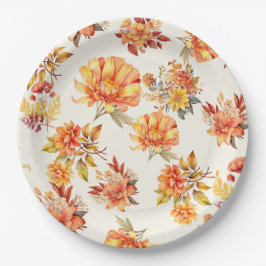Elegante herfst bloemen papieren bordje